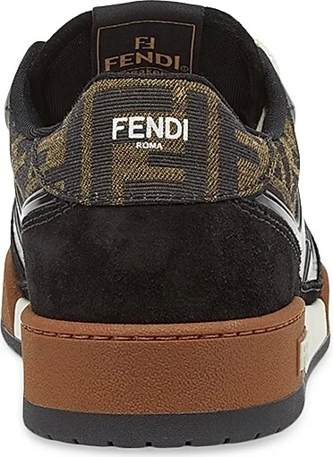 Men's Fendi Match Leather Sneakers - Nero Tabacco - Size 11 - Image 3
