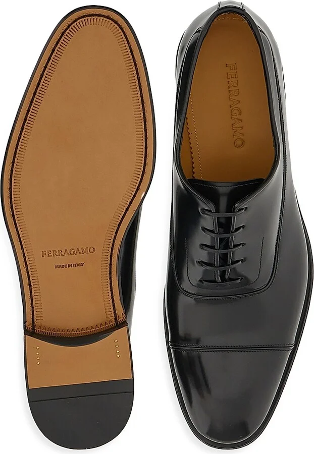 Men's Fermin Leather Lace-Up Shoes - Nero New Biscotto - Size 9 - Image 4