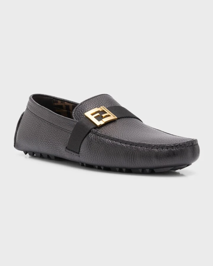 Men's FF-Buckle Leather Driving Shoes - Image 2