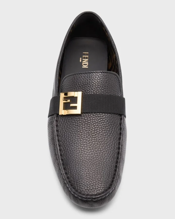 Men's FF-Buckle Leather Driving Shoes - Image 4