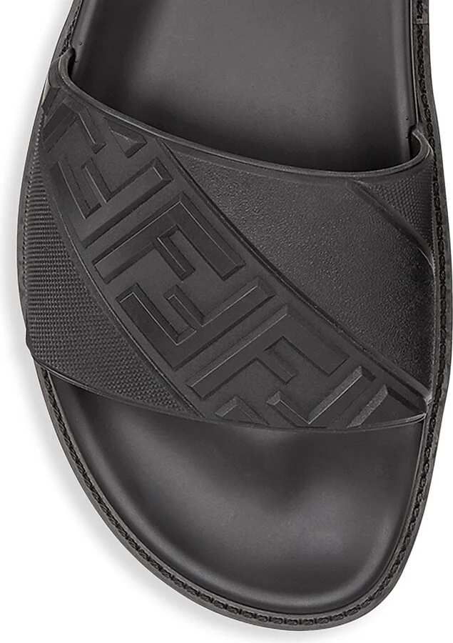Men's FF Diagonal Logo Print Slides - Nero - Size 11 Sandals - Image 4