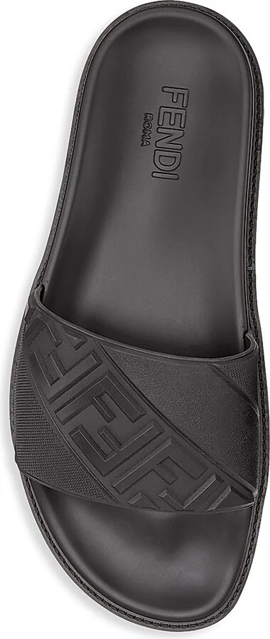 Men's FF Diagonal Logo Print Slides - Nero - Size 11 Sandals - Image 5