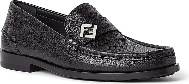 Men's FF Logo Leather Loafers - Nero - Size 11 - Image 2