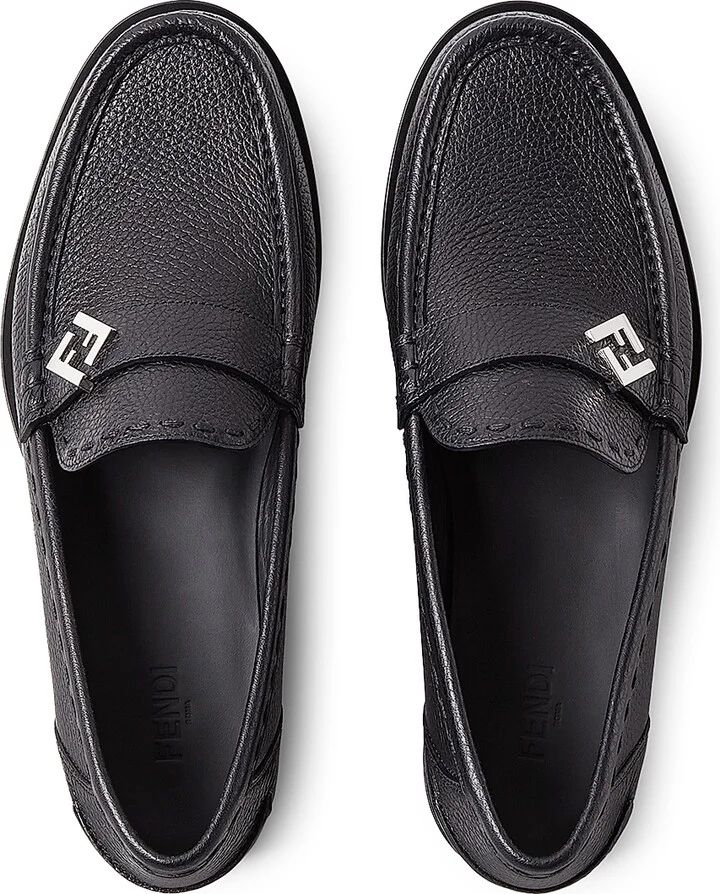 Men's FF Logo Leather Loafers - Nero - Size 11 - Image 4
