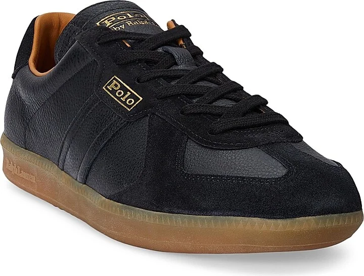 Men's Field Court 100 Leather-Suede Low-Top Sneakers - Black - Size 10 - Image 2