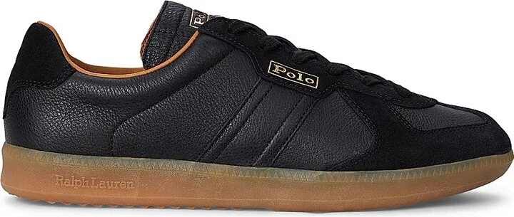 Men's Field Court 100 Leather-Suede Low-Top Sneakers - Black - Size 10