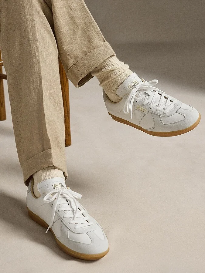 Men's Field Court 100 Leather-Suede Low-Top Sneakers - Deckwash White Bianco - Size 10 - Image 6