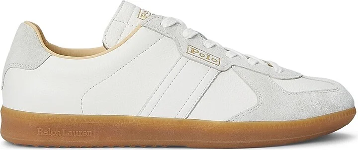 Men's Field Court 100 Leather-Suede Low-Top Sneakers - Deckwash White Bianco - Size 10