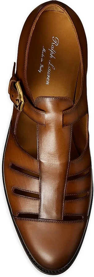 Men's Fisherman Burnished Leather Sandals - Cognac - Size 10 - Image 5