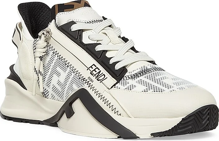 Men's Flow Low-Top Sneakers - Bianco Nero - Size 11 - Image 2