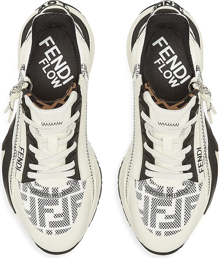 Men's Flow Low-Top Sneakers - Bianco Nero - Size 11 - Image 4