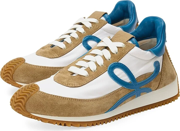 Men's Flow Runner 2.0 Leather & Suede Low-Top Sneakers - Sand Blue White - Size 6 - Image 2