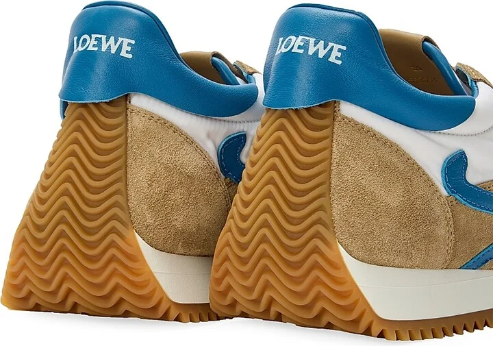 Men's Flow Runner 2.0 Leather & Suede Low-Top Sneakers - Sand Blue White - Size 6 - Image 4