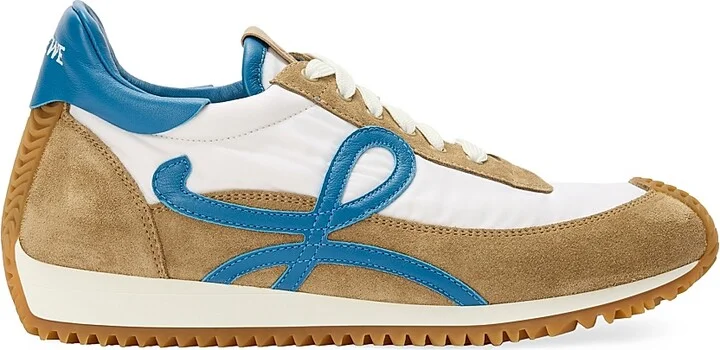 Men's Flow Runner 2.0 Leather & Suede Low-Top Sneakers - Sand Blue White - Size 6