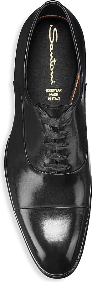 Men's Formal Lace-Up Cap-Toe Leather Oxfords - Black - Size 7.5 - Image 5