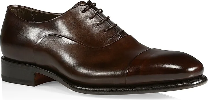 Men's Formal Lace-Up Cap-Toe Leather Oxfords - Black - Size 7.5 - Image 6