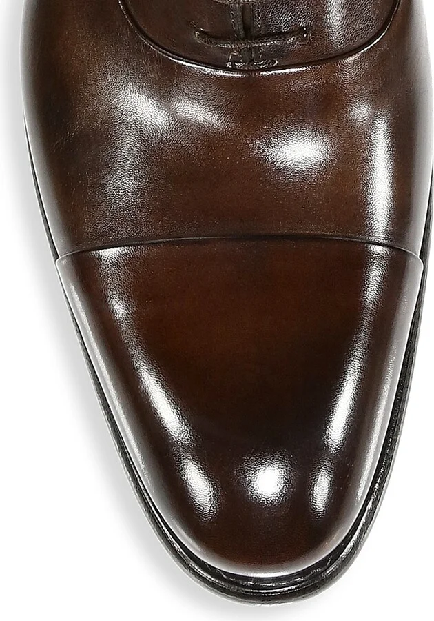 Men's Formal Lace-Up Cap-Toe Leather Oxfords - Black - Size 7.5 - Image 8