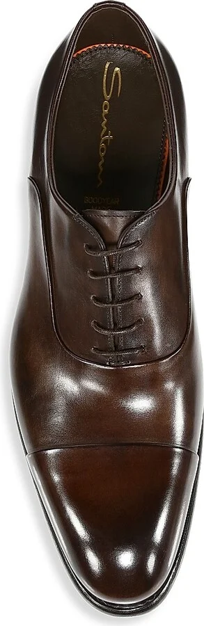Men's Formal Lace-Up Cap-Toe Leather Oxfords - Black - Size 7.5 - Image 9