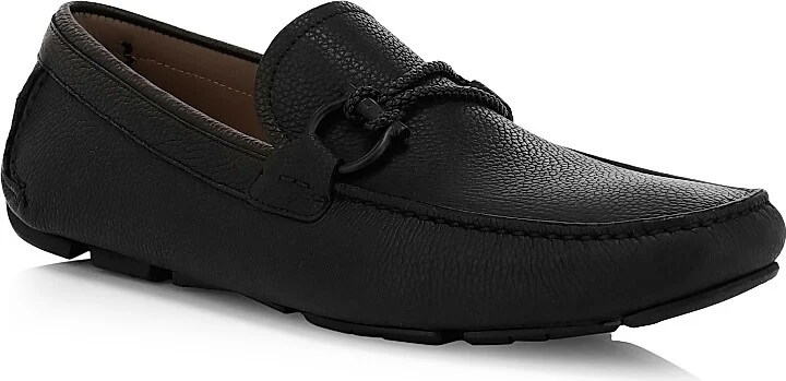 Men's Front Buckle Leather Driver Loafers - Nero - Size 7.5 - Image 2