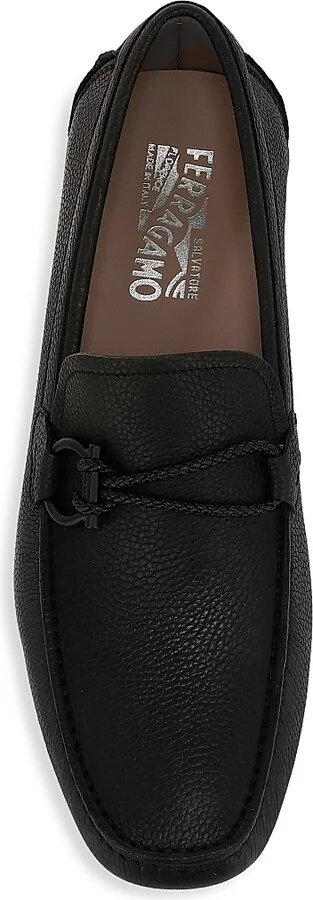 Men's Front Buckle Leather Driver Loafers - Nero - Size 7.5 - Image 5