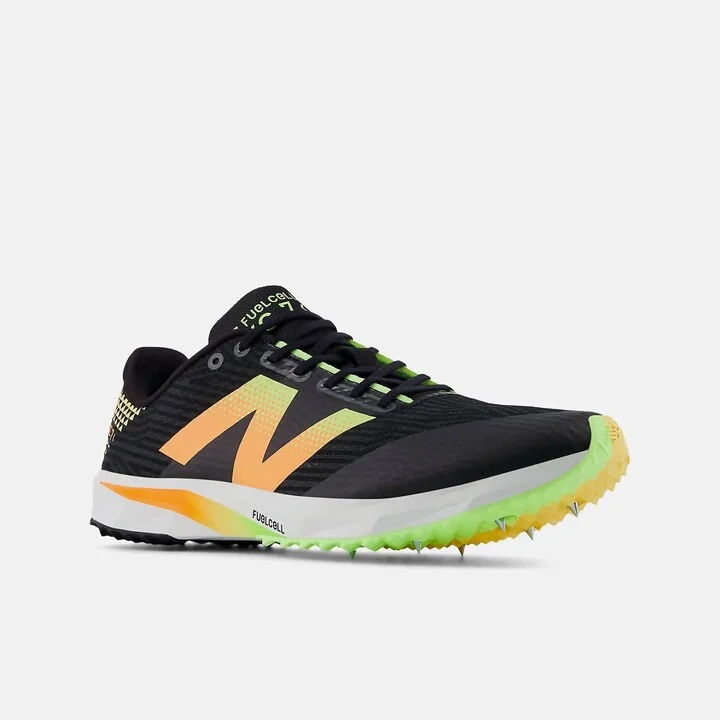 Men's Fuelcell Xc7 V5 Shoes In Black/bleached Lime/hot Mango