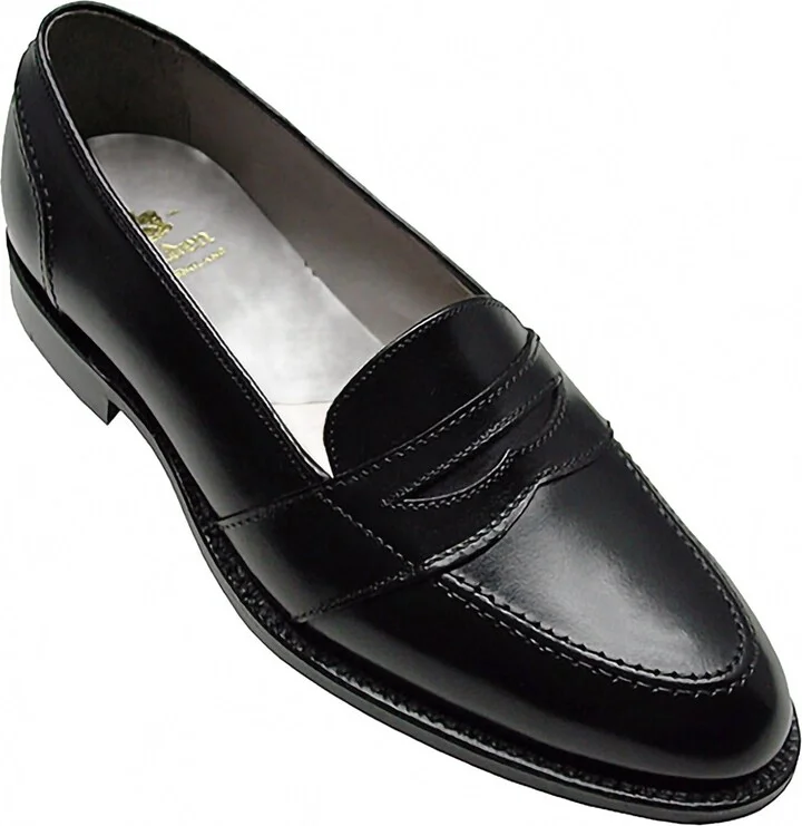 Men's Full Strap Slip-On Penny Loafer In Black Calfskin