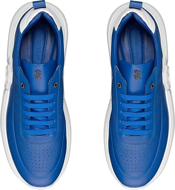 Men's Functional Calfskin Leather Sneakers - Blue - Size 5 - Image 4