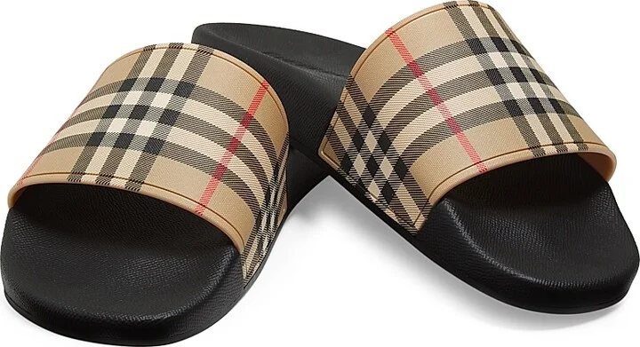 Men's Furley Check Slide Sandals - Archive Beige Check - Size 6 - Image 2