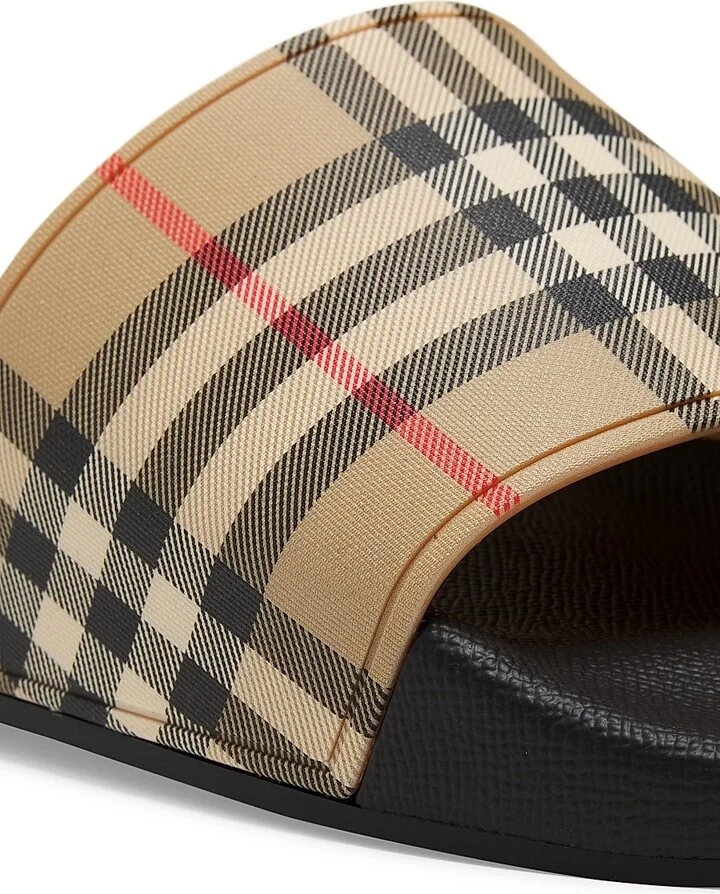Men's Furley Check Slide Sandals - Archive Beige Check - Size 6 - Image 5