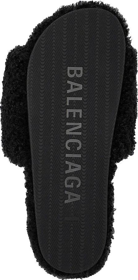 Men's Furry Slide Sandals - Black White Red - Size 8 - Image 7