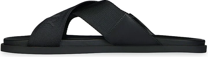 Men's G Plage Flat Sandals with Crossed Straps in Webbing - Black - Size 6 - Image 2
