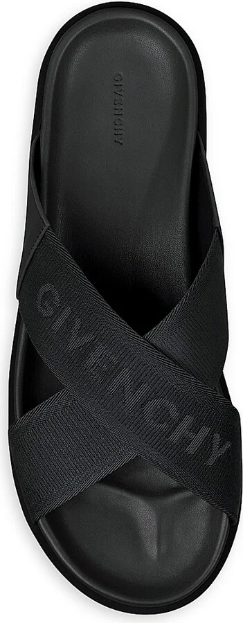 Men's G Plage Flat Sandals with Crossed Straps in Webbing - Black - Size 6 - Image 4