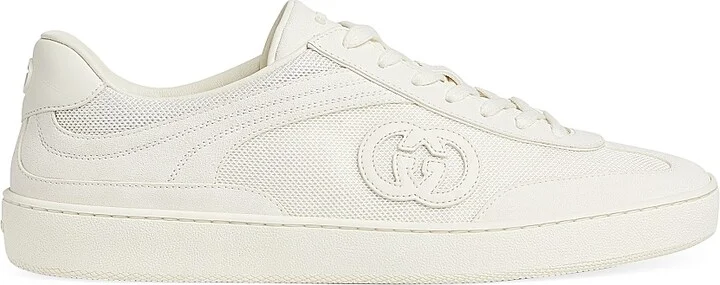 Men's G74 Logo Suede Low-Top Sneakers - Off White - Size 8