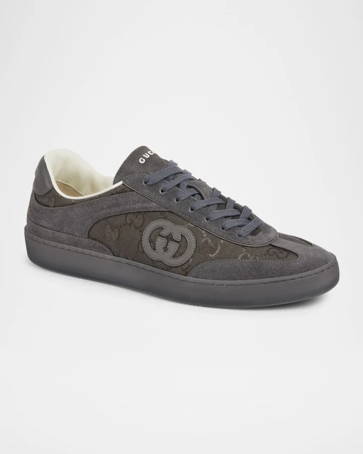 Mens G74 Tonal Canvas and Suede Sneakers - Image 6