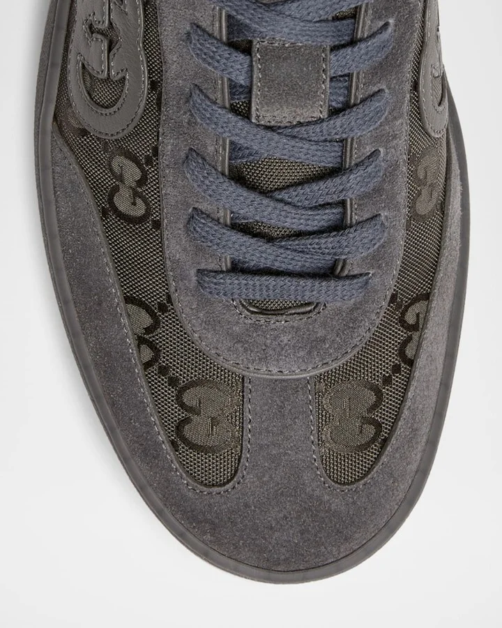 Mens G74 Tonal Canvas and Suede Sneakers - Image 9