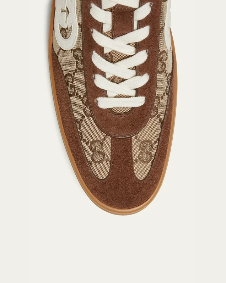 Men's G75 Suede and GG Supreme Retro Low-Top Sneakers - Image 4