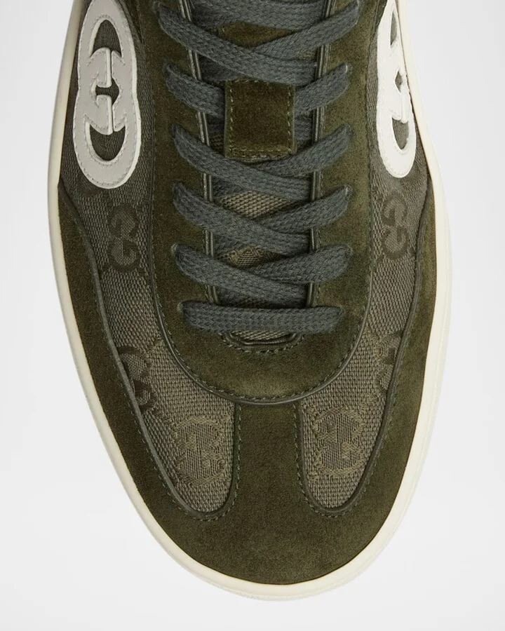 Men's G75 Suede and Guccissima Nylon T-Toe Sneakers - Image 3