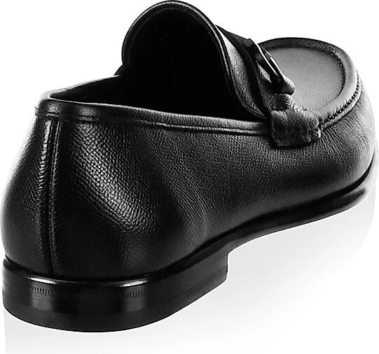 Men's Gancini Crown Bit Leather Loafers - Black - Size 6 - Image 3