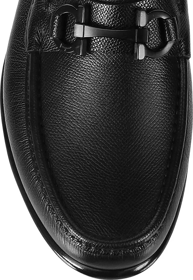 Men's Gancini Crown Bit Leather Loafers - Black - Size 6 - Image 4