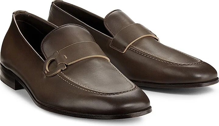 Men's Gancini Leather Loafers - Concrete - Size 7.5 - Image 2