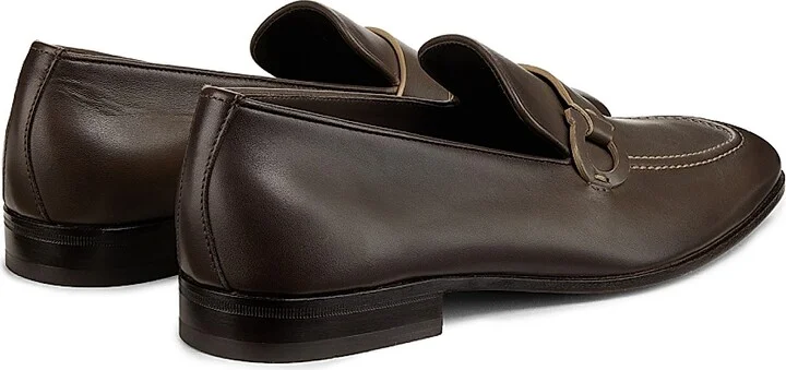 Men's Gancini Leather Loafers - Concrete - Size 7.5 - Image 3