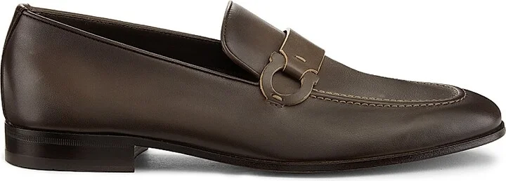 Men's Gancini Leather Loafers - Concrete - Size 7.5