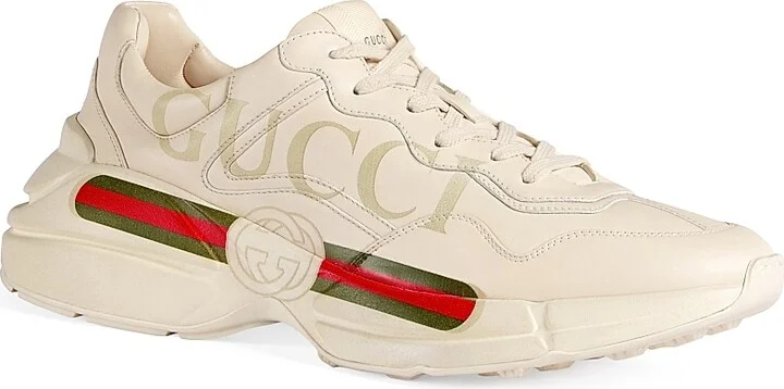 Men's Gara Logo Leather Sneakers - White - Size 15.5
