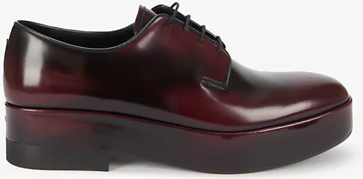 Mens Garnet Brushed Laced Leather Derby Shoes Eur 42.5 / 8.5 Uk Men