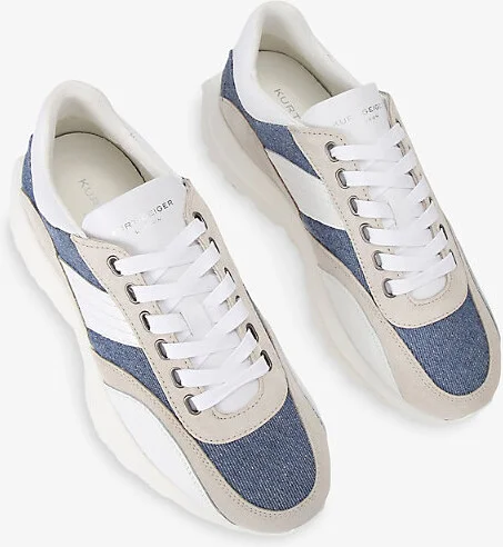 Mens Gaspar Denim-Panelled Low-Top Leather Trainers Eur 41 / 7 Uk Men - Image 2
