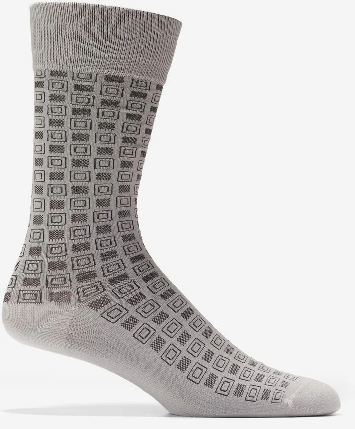 Men's Geo Shape Microfiber Dress Crew Socks