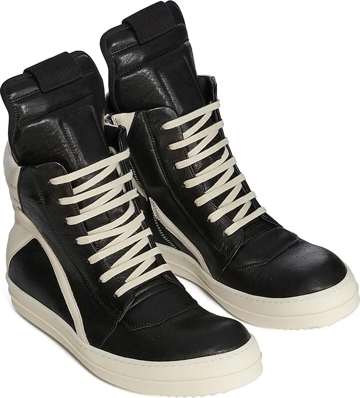 Men's Geobasket Leather High-Top Sneakers - Black Milk - Size 8 - Image 2