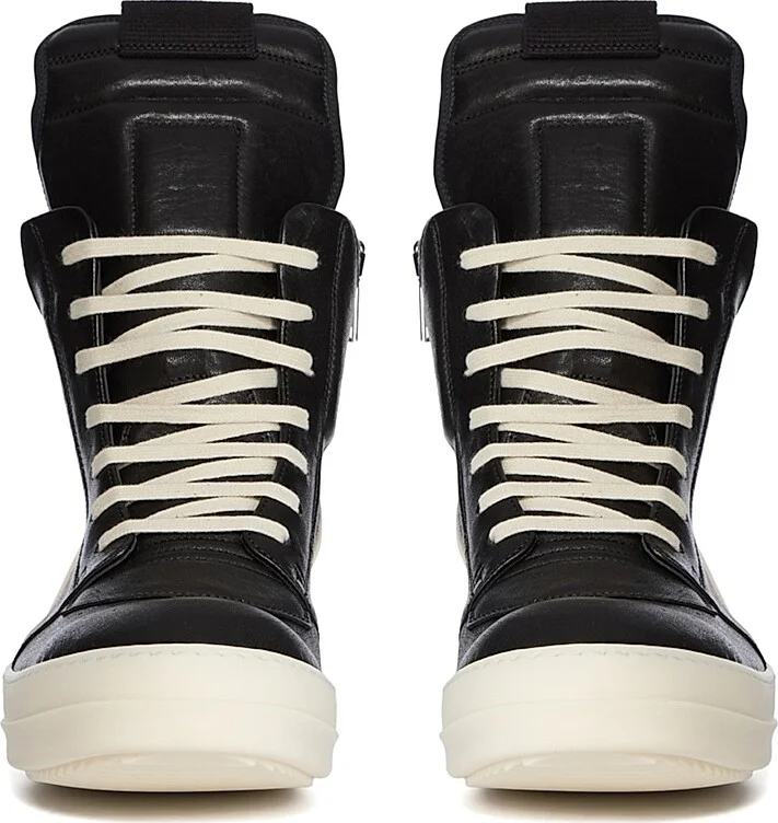 Men's Geobasket Leather High-Top Sneakers - Black Milk - Size 8 - Image 4