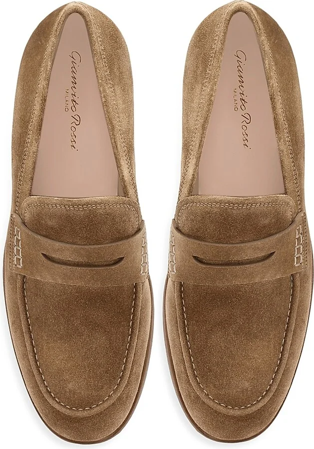 Men's George Suede Penny Loafers - Camel - Size 7 - Image 4