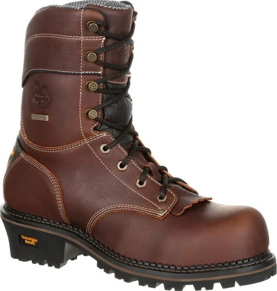 Men's Georgia Boot AMP LT Logger Composite Toe Waterproof Work Boot Size